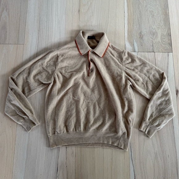 Corneliani Sweaters - Corneliani Tan Polo Sweater Wool Size Medium